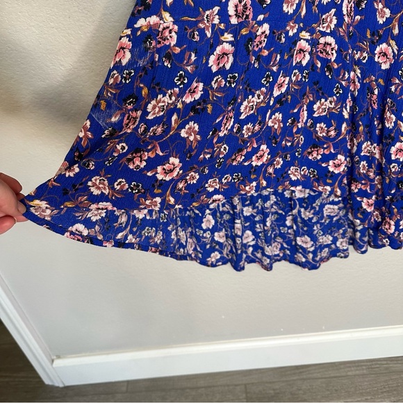 Knox Rose Navy Floral Maxi Dress size L with longer back and ruffled sleeves - Picture 2 of 8